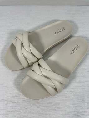 J.Crew Crisscross Padded Slide Sandals in Ivory Sz 9